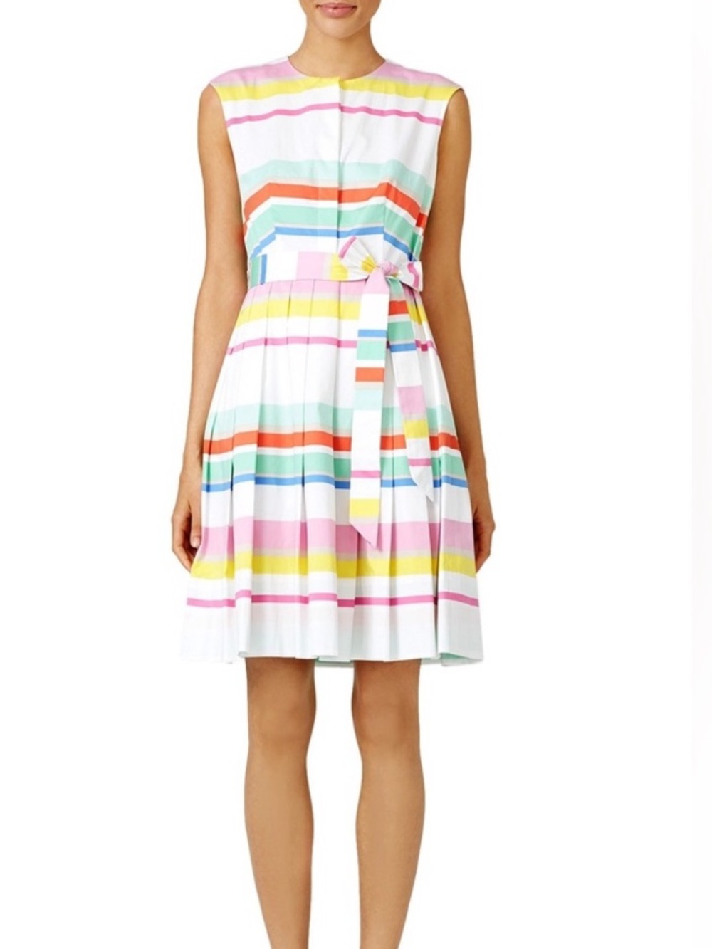 Kate Spade‎ Cape Belted Dress Size 4 Striped Belt Pockets Pleated - Worn Once